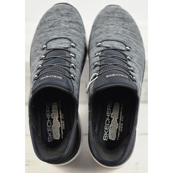 Skechers Slip-Ins, Air-Cooled Memory Foam Comfort, Black/Gray Size 9 Wide Fit - Picture 2 of 12